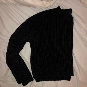 Black Chenille Crop Sweater